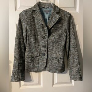Ann Taylor Black and Gray Tweed Blazer